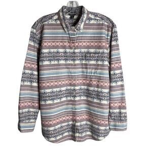 Eddie Bauer Women’s Western Button Up Shirt PM Boyfriend Fit Aztec Southwestern